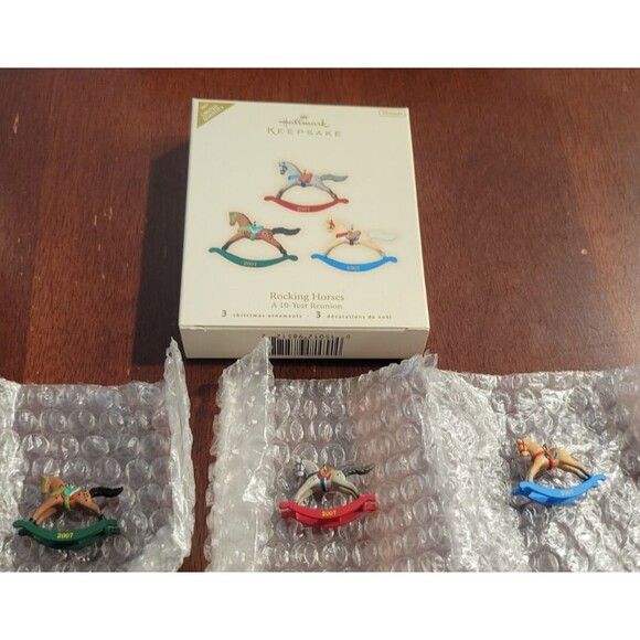 2007 Hallmark Miniature Rocking Horses Limited Edition Set of 3 Ornaments - Picture 2 of 6